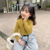 [En stock] Suéter de niña, prendas de punto para niña, otoño e invierno, nuevo estilo coreano para niños, funda de terciopelo de una pieza para bebé