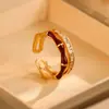 Anel de Abertura de Bambu com Zircônia Banhado a Cobre Ouro Real Chinês Leve Luxo Fresco Anel de Dedo Joia de Alta Qualidade Atacado Mulheres