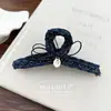 Pinza de Garra de Cadena de Mezclilla Estilo Chanel con Dientes para Mujer, Diadema de Lazo de Moda, Pinza de Tiburón Accesorio para el Cabello al por Mayor