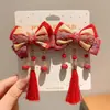 Pinza para el pelo de niña pequeña León Danzante Hanfu Borla Año Nuevo Accesorio para el pelo Peluca Princesa Lazo Adorno para el pelo Pinza para el pelo de niños