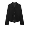 Venta al por mayor transfronteriza 2026 Moda europea y americana de bolsillo blazer recto de un solo botón + conjunto de pantalones rectos plisados con tirantes para mujer D226500