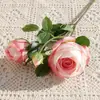 Galho Único 4 Pétalas Rosa Doce Decoração de Casa Sala de Estar Decoração de Hotel Casamento Adereços para Estúdio Fotográfico Flor Artificial Flor Falsa