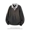Otoño/Invierno 2026 Suéter de Punto Falso de Dos Piezas para Hombre Estilo Coreano Fresco Elegante Moda Holgado Talla Grande Suéter de Manga Larga