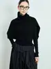 Bufanda Chal de Punto Retro Marrón para Mujer Invierno Cuello Alto Jersey Capa con Bufanda Cálida de Abrigo de Gama Alta