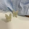 Aretes de plata S925 tejidos a mano con cuentas de cristal, aretes de hada con mariposas y flores, aretes dulces y femeninos B411