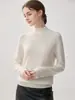 Nuevo suéter de punto minimalista versátil de corte ajustado para mujer, 100% cachemira, cuello semi-alto, otoño e invierno