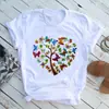 Camiseta de manga corta con árbol de mariposas moda europea y americana chaquetas estampadas para mujer holgadas comercio exterior transfronterizo wish/ebay Amazon