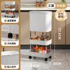 Cubo de basura móvil con ruedas Estante de almacenamiento doméstico de tres niveles nuevo con tapa Estante de almacenamiento de tres en uno para dormitorio sin dobleces
