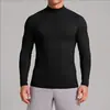 Top deportivo transpirable de secado rápido para hombre, con media cremallera y cuello alto, para exteriores, protección solar, ropa de fitness, corte ajustado, manga larga
