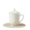 Taza de porcelana de hueso blanca pura, adecuada para uso doméstico, con tapa para beber agua, y también para té en la oficina; taza de cerámica con asa y tapa