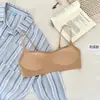 Roupa íntima sem costura de cor base para mulheres, decote baixo, estilo fino, para busto pequeno, com bojo, invisível, sem bordas aparentes, calcinha de corte baixo, sutiã cor da pele