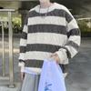 Suéter de pareja estilo preppy otoño e invierno estilo coreano ins combinación de colores suéter a rayas niños suéter de marca de moda holgado T