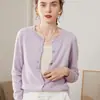 Cardigan de Punto de Cachemira para Mujer, Color Sólido Simple, Cuello Redondo, Holgado, Casual, para Viajar, Otoño Clásico 2026