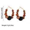 Pendientes Redondos de Madera Retro Transfronterizos Europeos y Americanos, Modernos, Únicos, Sencillos, de Nicho, Versátiles Accesorios para Pendientes de Mujer