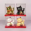 Gato de la Suerte Solar de 2 Pulgadas con Mano que Saluda Automáticamente Caja Registradora para Coche Lingotes Tazón del Tesoro Adorno Pequeño que Atrae la Suerte Feng Shui