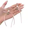 Pendientes de Nudo de Lazo de Alto Nivel Estilo Ins con Colgante de Campana y Cinta para Mujer, Mismo Diseño que la Actriz Coreana Zhao Meiyi