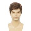 Moda masculina europeia e americana transfronteiriça, temperamento, cabelo curto, castanho, franja lateral parcial, cabelo liso curto, seda de alta temperatura, fibra química, touca, peruca