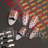 FULL BEAUTY Nuevas Pegatinas Transfronterizas para Uñas Estilo Caballero Retro Bigote Negro y Dorado Línea Minimalista Pegatinas para Uñas