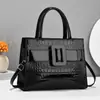 Bolso de Mujer Taizhou Cuero Brillante Patrón de Cocodrilo Bolso de Mano Versátil Bolso para Mamá de Moda Bolso Grande de Hombro Cruzado Bolsos