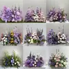 Arreglo de Piso para Boda Púrpura Romántico Banquete de Compromiso Diseño Salón de Bodas Escenario Guía de Camino Flor Decoración de Boda Arte Floral Artificial