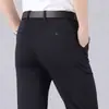 Pantalones de pierna recta versátiles de corte slim negro para negocios, nuevo estilo primavera/otoño, maduros y elegantes, con caída, elásticos en cuatro direcciones, adecuados para padres de mediana edad