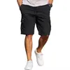 Amazon Transfronterizo Talla US Pantalones Cortos Deportivos Cargo para Hombre con Cintura de Cordón, Pantalones Casuales de Chándal Multibolsillos, Color Sólido, Tallas Grandes