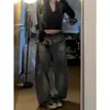 Calça Jeans Wide Leg com Letras Retrô Cruzadas para Homens e Mulheres Primavera Verão Novo Solta Emagrecimento Perna Reta Calça Longa Estilo Casal