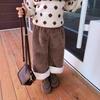 Ropa para niños, venta al por mayor, pantalones de pana para niñas, otoño e invierno, nuevos pantalones coreanos para niñas, pantalones de terciopelo de una pieza con forro polar para niñas.