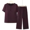 El Nuevo Conjunto de Verano de la Abuela, Ropa Tallas Grandes para Personas Mayores, Conjunto de Dos Piezas Retro para Mujer de Manga Corta y Pantalones Cortos