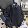 Chaqueta de cuadros retro con retazos, estilo dos piezas falsas con solapas para hombre, corte limpio americano, holgada casual, abrigo elegante y versátil