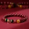 2026 Año del Zodiaco Pulsera de Bajo Contenido Pixiu de Cinabrio Dios de la Fortuna de Cinco Caminos Arena Oro Púrpura Pulsera Atractora de Riqueza Joyería Unisex