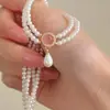 Collar de Cuentas de Nicho Rosa-Azul Fresco de Primavera y Verano, Versátil y Elegante, Cadena para Clavícula de Gama Alta, Nueva Cadena Dulce para el Cuello para Niñas