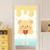 Meia Cortina de Urso de Manteiga Desenho Animado com Haste Telescópica com Ventosa Magnética Cortina de Bloqueio de Quarto Divisória Nova Cortina Fofa