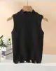 Novo Top Térmico Feminino Outono e Inverno com Gola Meia-Alta, Camiseta de Alcinha Sem Mangas, Slim Fit, Colete de Lã com Ombros Largos