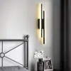 Lámpara de Pared Larga Tira Luz Nórdica Lujo Colgante Lámpara de Mesita de Noche Lámpara Decorativa Pared de Fondo LED Dorada Negra No Requiere Cableado