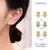 Brincos de Parafuso Cruzados em Prata de Lei S925 com Zircônia Colorida Dopamina para Mulheres, Pequenos, Delicados, de Alta Qualidade, Joias Amigáveis para as Orelhas