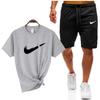 Traje deportivo informal de manga corta con camiseta de manga corta y parte superior de algodón para hombre de verano transfronterizo en stock