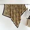Lenço de Seda com Estampa de Rosa Francesa Primavera e Outono Lenço Versátil Fita de Seda Sarja Lenço Quadrado Grande de 90cm Xale Protetor Solar Feminino
