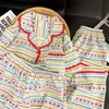 Pijama Kawaii Estilo Japonês Tamanho Grande com Bojo para Mulheres, Modelos de Primavera e Verão, Pode Ser Usado Fora de Casa, Conjunto de Roupa de Casa Três Peças com Caimento Solto