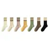 Calcetines deportivos de algodón puro para mujer, serie de colores Meilade, de caña alta, absorbentes de sudor, estilo primavera y otoño, sin costuras, a rayas, hasta la pantorrilla, venta al por mayor