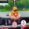 Original Estilo Budista Buena Suerte Flor de Loto Pez de Madera Capibara Panda Adorno Colgante para Interior de Coche Decoración Creativa Linda Exquisita para Coche para Mujeres