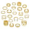 Pendientes de aleación de moda de la serie Spring de estilo transfronterizo, sencillos y combinables, anillo femenino de ondas, anillo exquisito de oro de 8 piezas