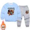 Conjunto de Moletom Infantil Outono Primavera e Outono 2023 Novo Forrado com Fleece Espessado Tamanhos Pequenos e Médios Estilo Ocidental Outono e Inverno Moda Infantil Masculina
