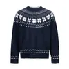 Tricô Jacquard Fair Isle Gola Redonda Tricô Malha Masculino Outono e Inverno Preguiçoso Solto Casual Tricô Malha Versátil Jaqueta de Casal