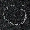 Pulseira de aço inoxidável estilo hip hop europeu e americano com fecho de fivela de nariz de porco, costura geométrica oval, estilo de rua INS hip hop