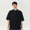 Gran Venta Fábrica Retro Americano Cuello Henley Cosido a Mano Manga Corta Unisex Suelto Casual Vintage de Alto Estilo Camiseta