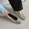 Sapatos Estilo Fada Francesa com Saias, Sapatos de Noite Delicados, Versáteis para o Dia a Dia, Mocassins de Couro Genuíno Quadrados para Mulheres
