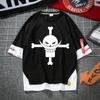 Camiseta de One Piece de manga corta con dibujos animados para hombre y mujer, con el logotipo de Esjobaro, Luffy y Solon de Barba Blanca.