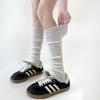 Otoño e Invierno Nuevo Ligeramente Transparente Simple Cubrepiernas de Montón Calcetines hasta la Rodilla de Color Sólido para Mujer Cubrebotas de Rayas Finas de Alta Calidad Blanco para Mujer