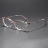 Gafas Planas Retro Ojo de Gato con Patillas Metálicas Empalmadas Armazón de Gafas Ópticas Decorativas Talladas de Moda Tendencia F6018